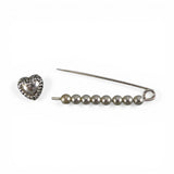 Sterling Silver Heart Charm Hanger Holder Safety Pin w/ Beads Vintage BCS New