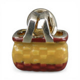 Sterling Silver Enamel Woven Basket Charm for Bracelet BCB Vintage New 3D Gift