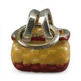 Sterling Silver Enamel Woven Basket Charm for Bracelet BCB Vintage New 3D Gift