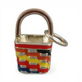 Sterling Silver Enamel Autumn Basket Charm for Bracelet Colorful Small Vintage
