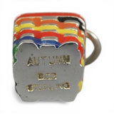 Sterling Silver Enamel Autumn Basket Charm for Bracelet Colorful Small Vintage