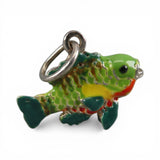 Sterling Silver Sunfish Charm for Bracelet Fishing Gift Green Fish 3D Vintage