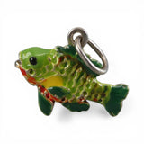 Sterling Silver Sunfish Charm for Bracelet Fishing Gift Green Fish 3D Vintage