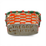 Sterling Silver Red Green Enamel Merry Christmas Basket Charm for Bracelet BCB