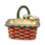 Sterling Silver Red Green Enamel Merry Christmas Basket Charm for Bracelet BCB