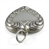 Sterling Silver Puffy Heart Pendant for Necklace Big Charm Flowers Vintage 71