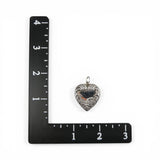 Sterling Silver Puffy Heart Pendant for Necklace Big Charm Flowers Vintage 71