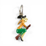 Sterling Silver Enamel Flying Witch Broom Charm for Bracelet Vintage Halloween