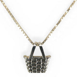 Sterling Silver Nantucket Basket Pendant for Necklace Brown County Charm