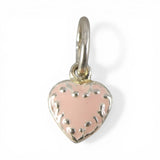 Tiny Sterling Silver Pink Scroll Heart Charm for Bracelet Brown County Vintage