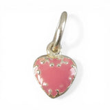 Tiny Sterling Silver Rose Pink Scroll Heart Charm for Bracelet Vintage Finding