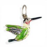 Sterling Silver & Hand Enameled Hummingbird Charm for Bracelet Vintage Bird
