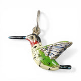 Sterling Silver & Hand Enameled Hummingbird Charm for Bracelet Vintage Bird