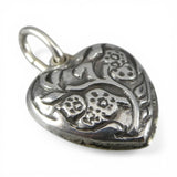 Sterling Silver Puffy Heart Charm for Bracelet Flowering Tree Vintage BCS New 8