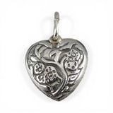 Sterling Silver Puffy Heart Charm for Bracelet Flowering Tree Vintage BCS New 8