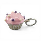 Sterling Silver Pink Icing Cupcake Charm for Bracelet Birthday Gift Vintage BCS