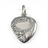 Sterling Silver Cornucopia Puffy Heart Charm for Bracelet Pendant Vintage New 40