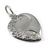 Sterling Silver Cornucopia Puffy Heart Charm for Bracelet Pendant Vintage New 40