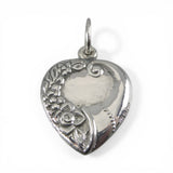 Sterling Silver Cornucopia Puffy Heart Charm for Bracelet Pendant Vintage New 40