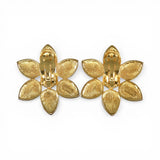 Big Marvella Clip On Earrings Flower Shape Pearl Pink Purple Violet Goldtone