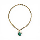 Vintage Panetta Choker Necklace Faux Jade Teardrop Green Gold Plated Signed