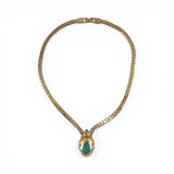 Vintage Panetta Choker Necklace Faux Jade Teardrop Green Gold Plated Signed