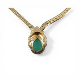 Vintage Panetta Choker Necklace Faux Jade Teardrop Green Gold Plated Signed