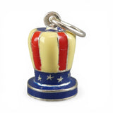 Sterling Silver Enamel Uncle Sam Hat Charm for Bracelet Patriotic Red White Blue