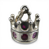 Sterling Silver Pink Red Jewels Crown Charm for Bracelet King Royalty Gift New