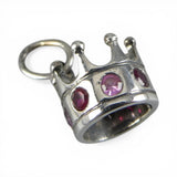 Sterling Silver Pink Red Jewels Crown Charm for Bracelet King Royalty Gift New