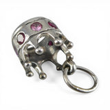 Sterling Silver Pink Red Jewels Crown Charm for Bracelet King Royalty Gift New