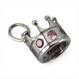 Sterling Silver Pink Red Jewels Crown Charm for Bracelet King Royalty Gift New