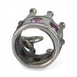 Sterling Silver Pink Red Jewels Crown Charm for Bracelet King Royalty Gift New