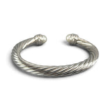 David Yurman Sterling Silver Pearl Diamond Cable Crossover Cuff Bracelet 7mm