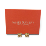 James Avery 14K Yellow Gold Budded Cross Post Earrings Flower Retired