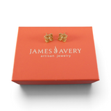 James Avery 14K Yellow Gold Budded Cross Post Earrings Flower Retired