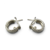 Judith Ripka Sterling Silver Half Hoop Post Earrings Omega Back Huggie