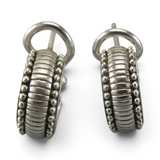 Judith Ripka Sterling Silver Half Hoop Post Earrings Omega Back Huggie