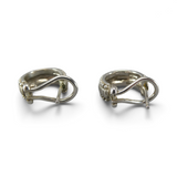 Judith Ripka Sterling Silver Half Hoop Post Earrings Omega Back Huggie