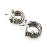 Judith Ripka Sterling Silver Half Hoop Post Earrings Omega Back Huggie