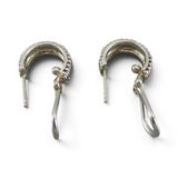 Judith Ripka Sterling Silver Half Hoop Post Earrings Omega Back Huggie