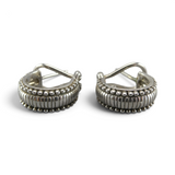 Judith Ripka Sterling Silver Half Hoop Post Earrings Omega Back Huggie