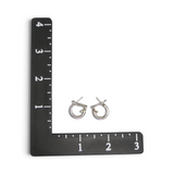 Judith Ripka Sterling Silver Half Hoop Post Earrings Omega Back Huggie