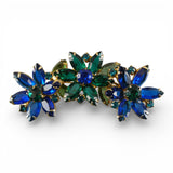 Vintage Juliana Goldtone Brooch with Blue & Green Navette Rhinestones