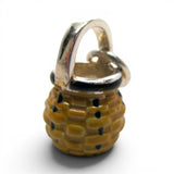 Sterling Silver Hand Enamel Acorn Basket Charm for Bracelet Brown County