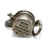 Sterling Silver Coal Miner's Lunch Bucket Charm for Bracelet Mining Gift Pail