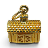 Sterling Silver Gold Vermeil Barn Charm for Bracelet Farming Farmer Wife Gift 3D