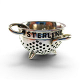 Sterling Silver Colander Bowl Pendant for Necklace Pasta Chef Cook Kitchen Gift