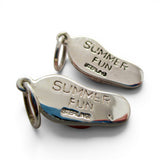Sterling Silver or Pink Enamel Flip Flop Charm for Bracelet Summer Beach Jewelry