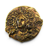 Flower Hair Lady Art Nouveau Brass Pin